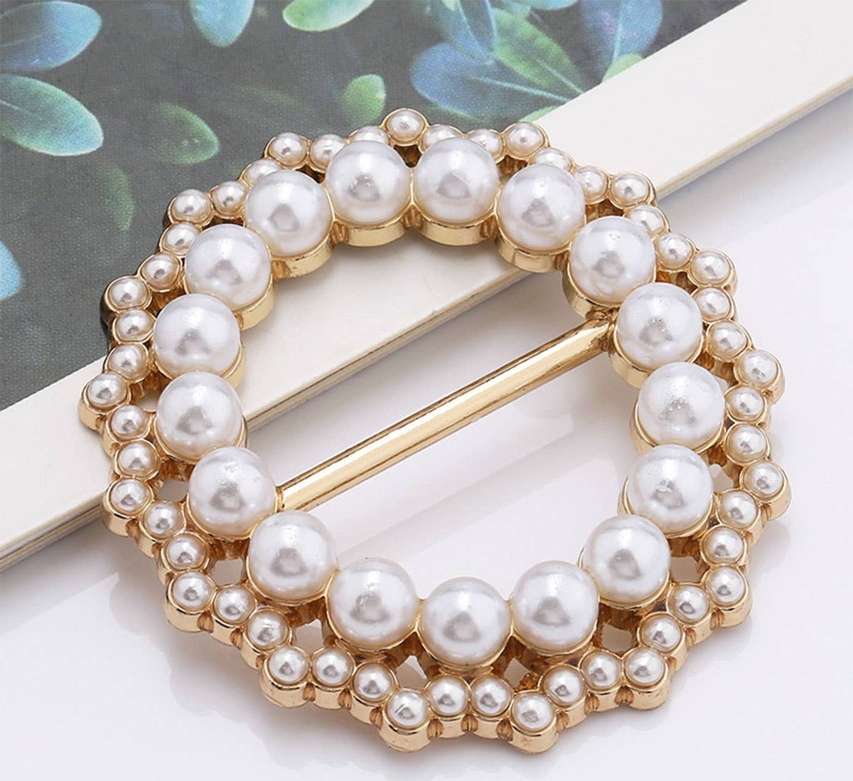 Gold Trim Pearl Shirt Ring