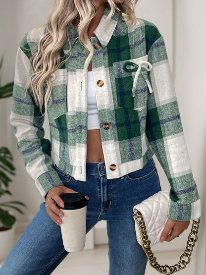 Plaid Bow Button Up