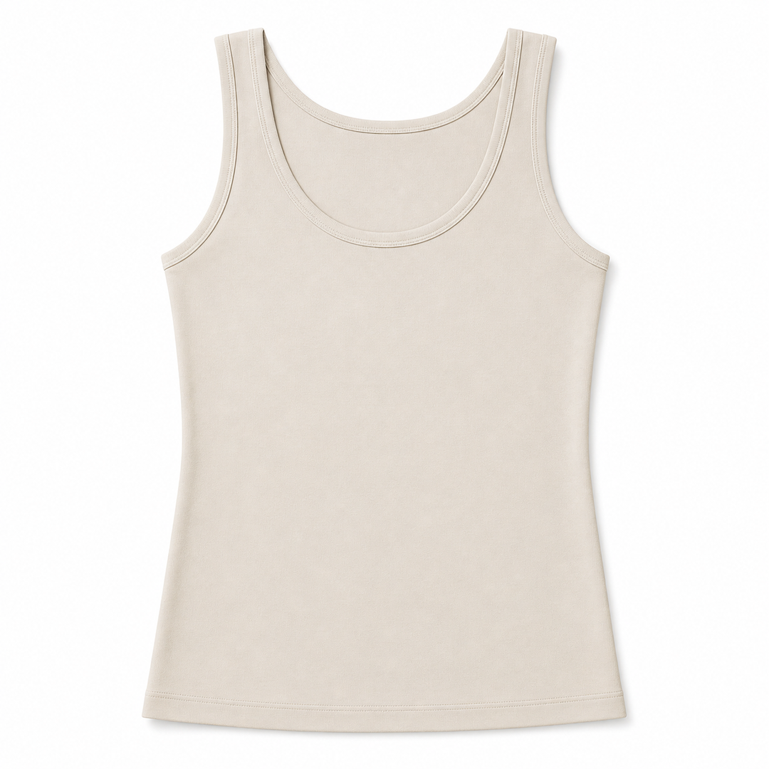 Beige tank top on a white background
