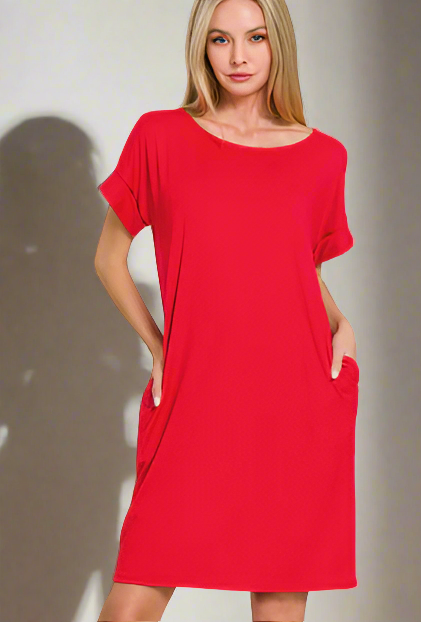 ROLLED TSHIRT DRESS