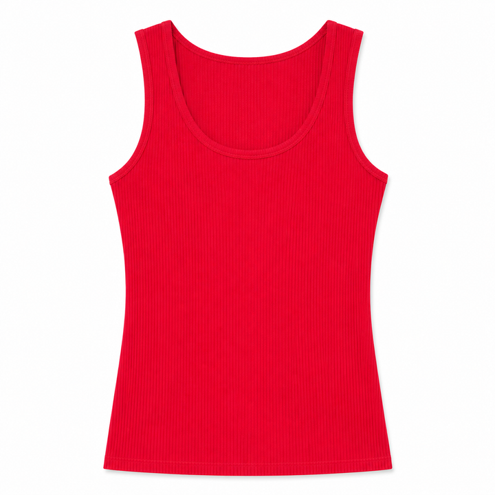 Red tank top on a white background