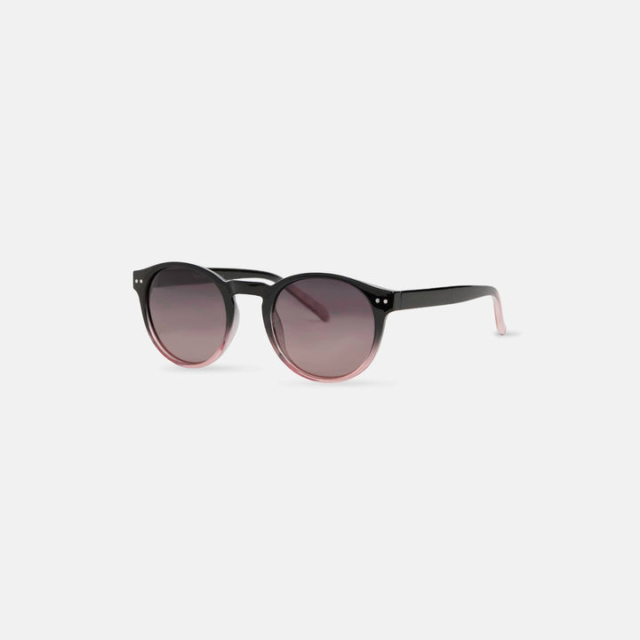 Black sunglasses with gradient lenses on a light gray background