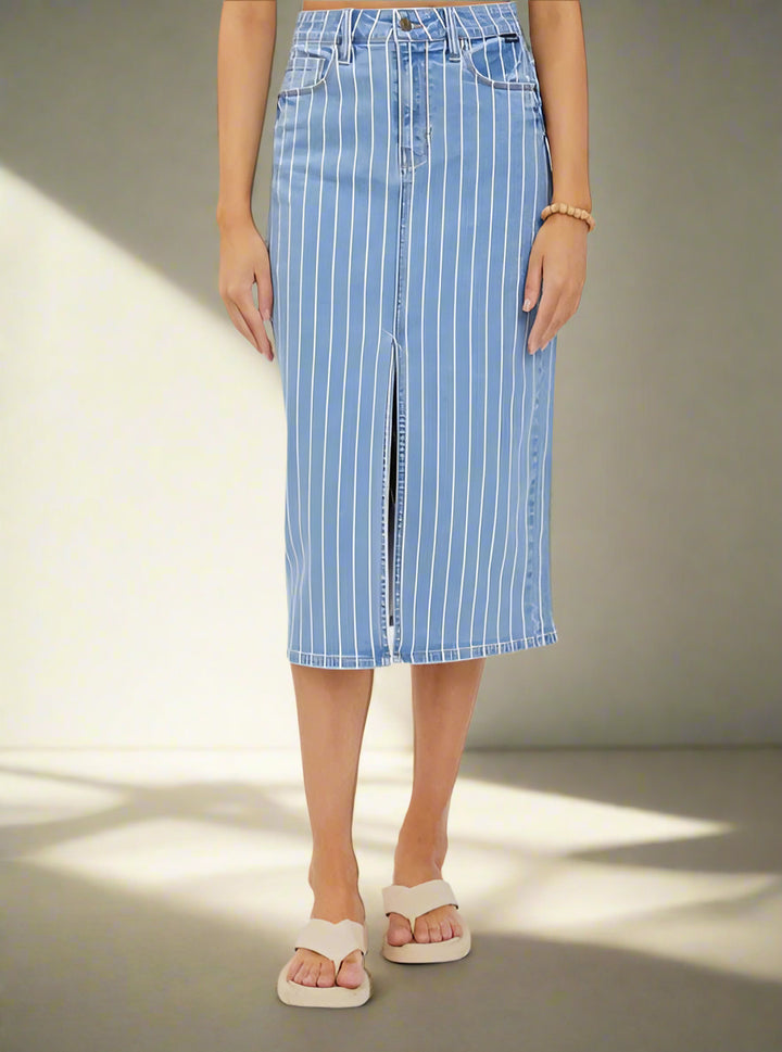 FINAL SALE|STRIPED DENIM SKIRT
