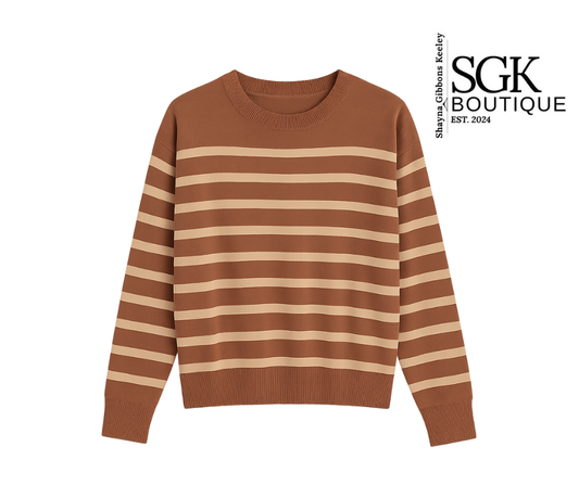 Striped Sleeve Crewneck Sweater