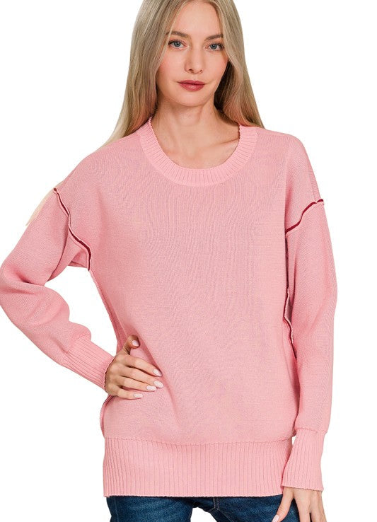 Final Sale|Contrast Sweater|Classic Knit
