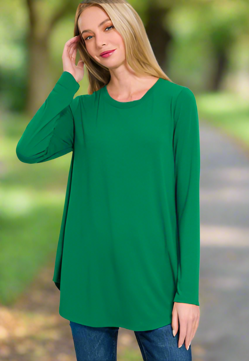 EVERYDAY ROUND HEM LONG SLEEVE TUNIC TEE