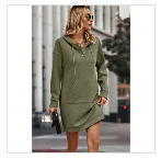 DROP SHOULDER DRAWSTRING SWEATSHIRT DRESS