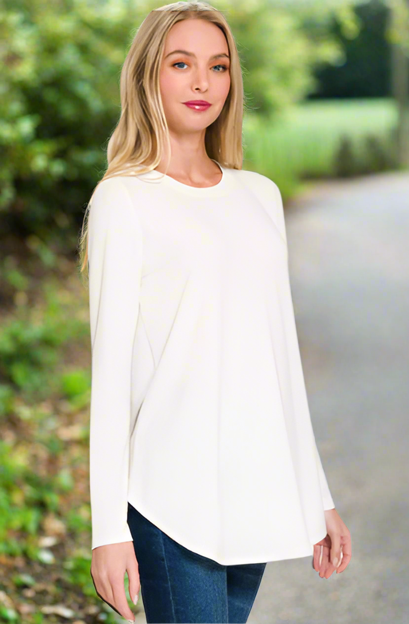 EVERYDAY ROUND HEM LONG SLEEVE TUNIC TEE