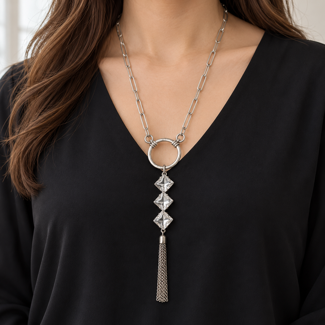Square Stone Paperclip | Necklace