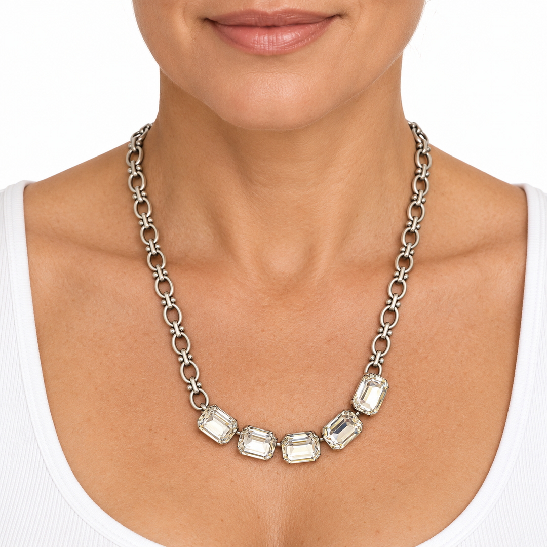 Clear Crystal | Silver Necklace