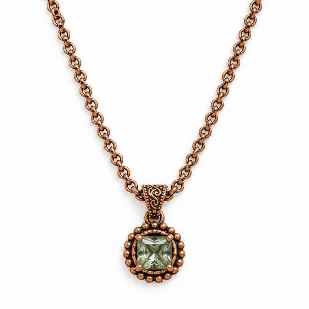 Copper Square | Green Agave Necklace