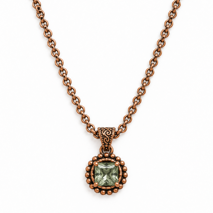 Copper Square | Green Agave Necklace