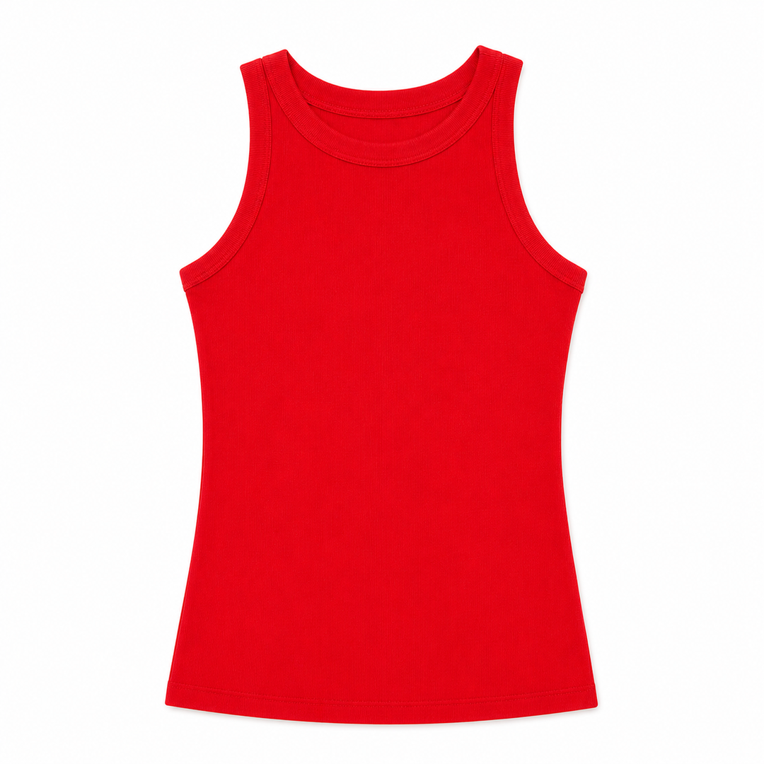 Red tank top on a white background