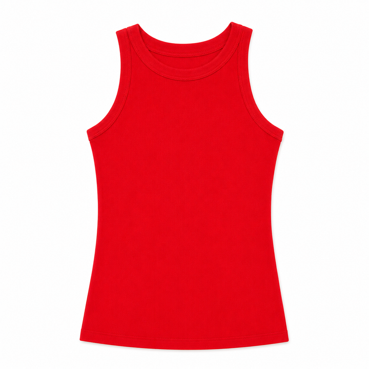 Red tank top on a white background