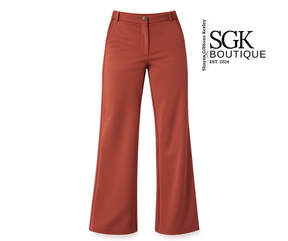 Terra Cotta pant on a white background with SGK Boutique logo.