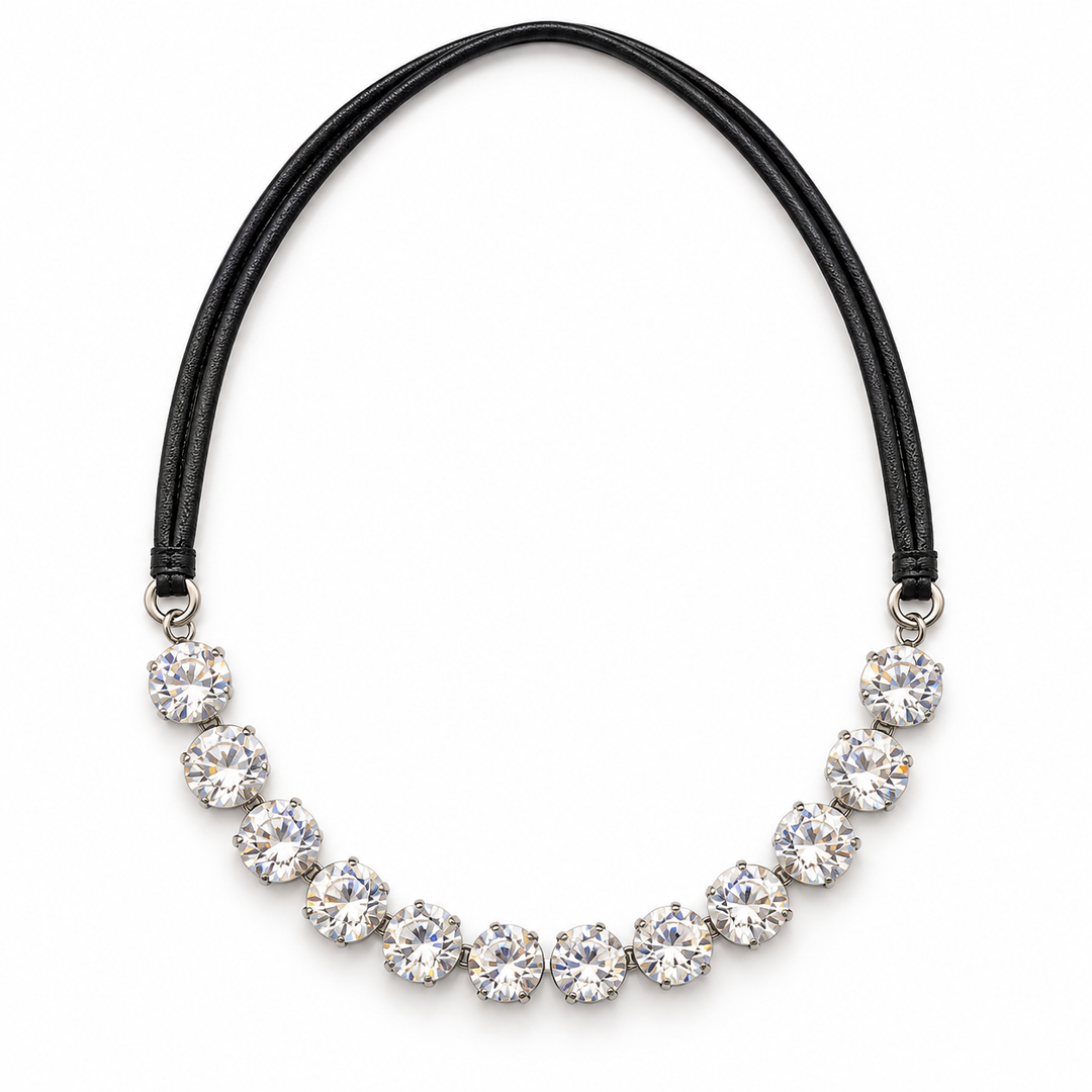 Clear Crystal Leather | Necklace