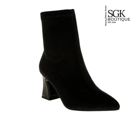 Arcturus Flared Block Heel Velvet Boots
