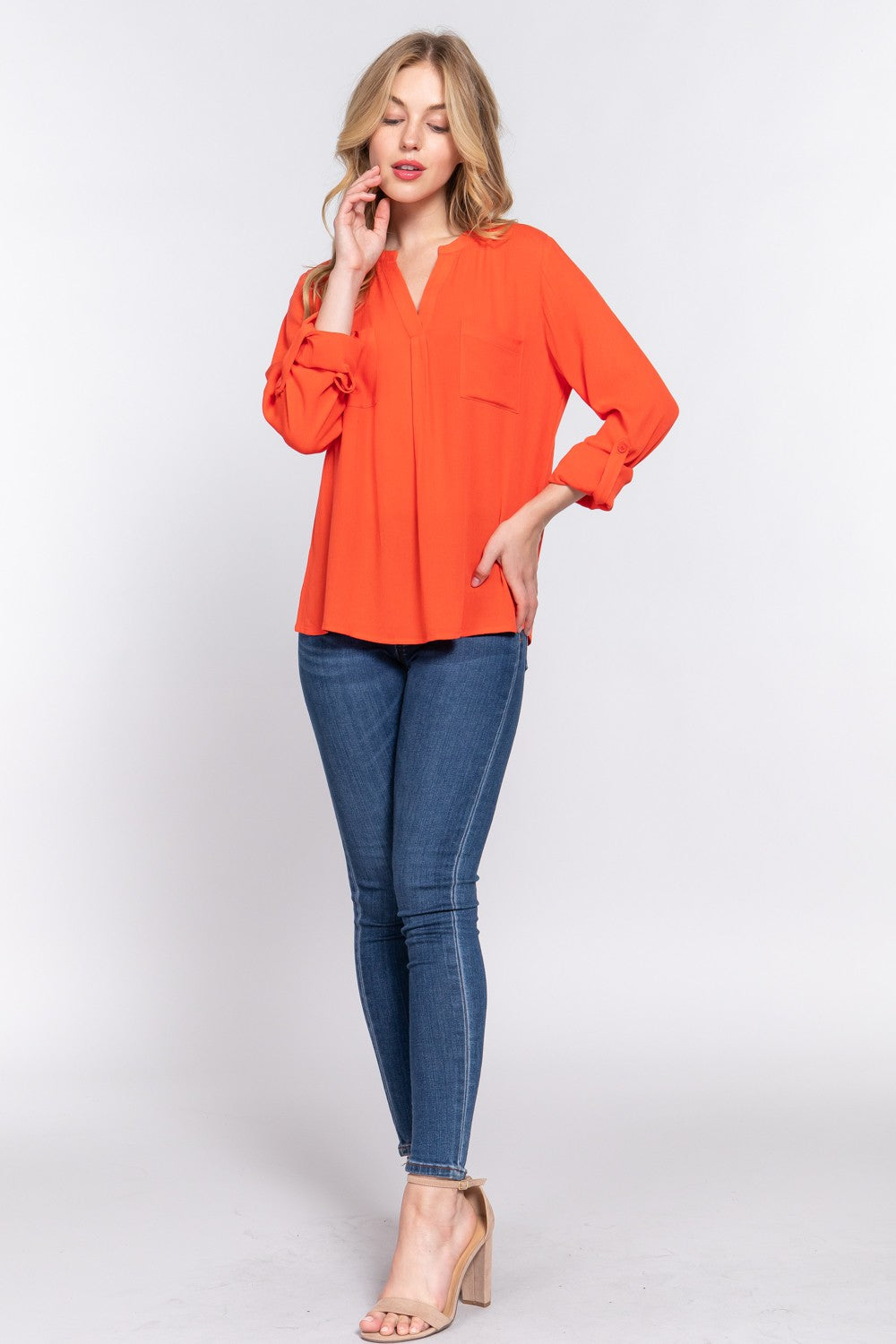 GAUZE POCKETED BLOUSE