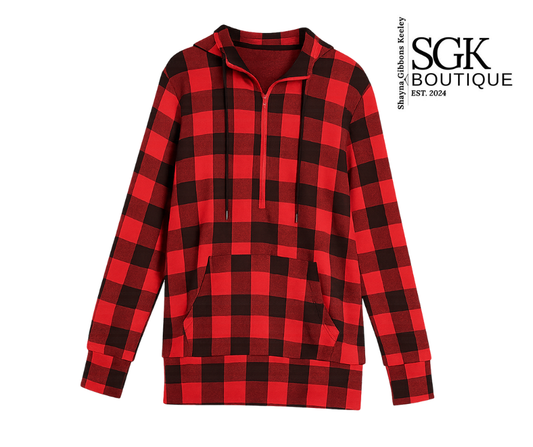 Checkered Kangaroo Pullover