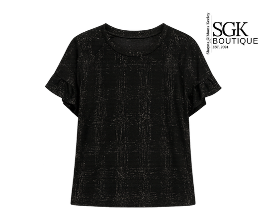 Ruffle Sleeve Velvet Top