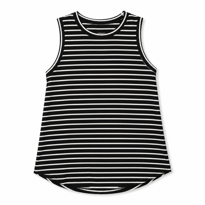 Black and white striped tank top on a white background
