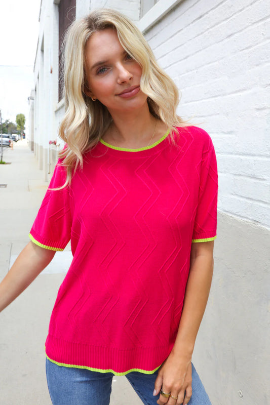 ZIGZAG TRIM SWEATER