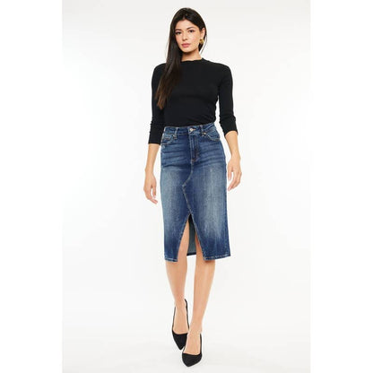 SPLIT DENIM SKIRT