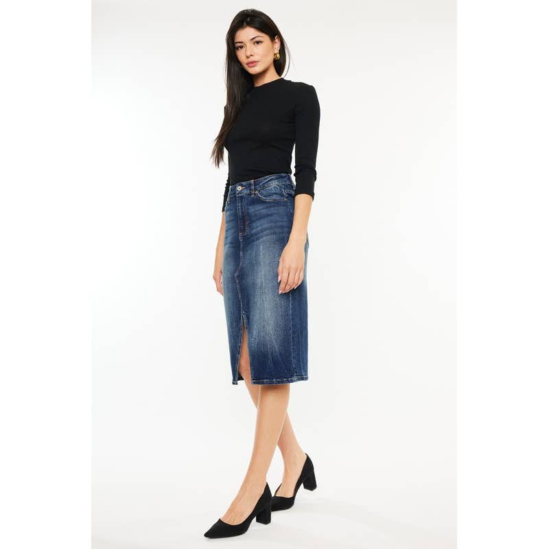 SPLIT DENIM SKIRT