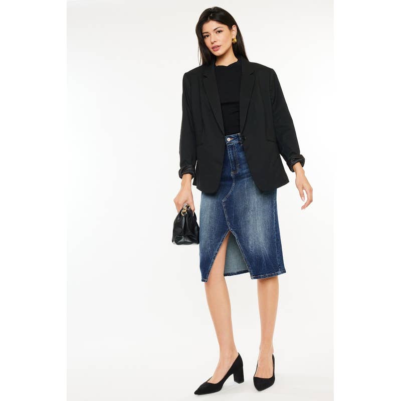 SPLIT DENIM SKIRT