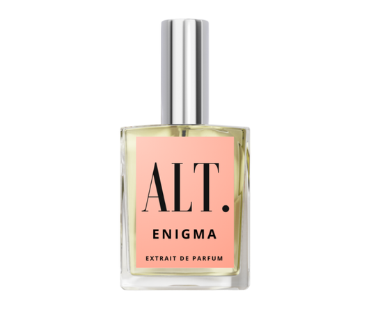 Perfume bottle labeled 'ALT. Enigma' on a white background