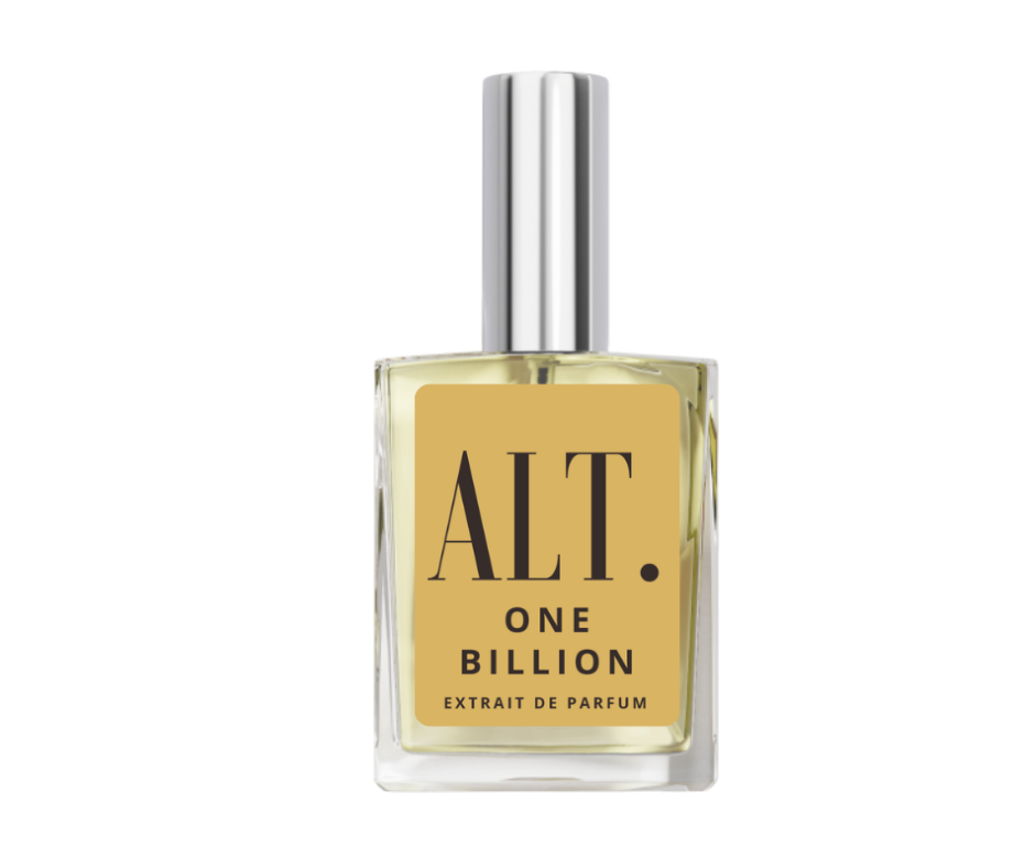 Perfume bottle labeled 'ALT. ONE BILLION' on a white background