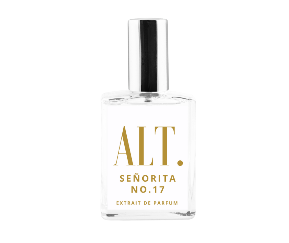 Perfume bottle labeled 'ALT. Señorita No. 17' on a white background