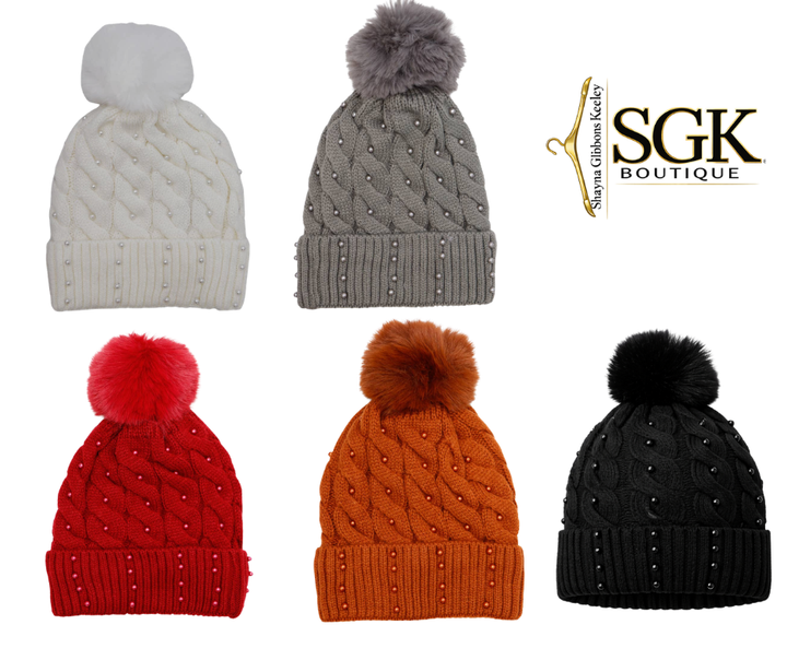 Final Sale|Pearl Cable Knit Beanie