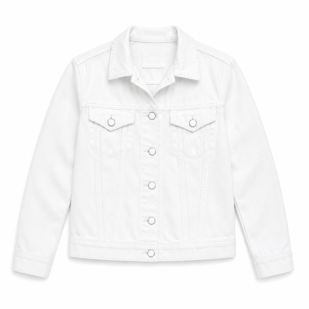 White denim jacket on a white background
