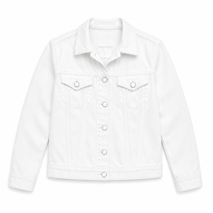 White denim jacket on a white background