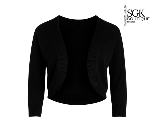 Black shrug on a white background with SGK Boutique logo.