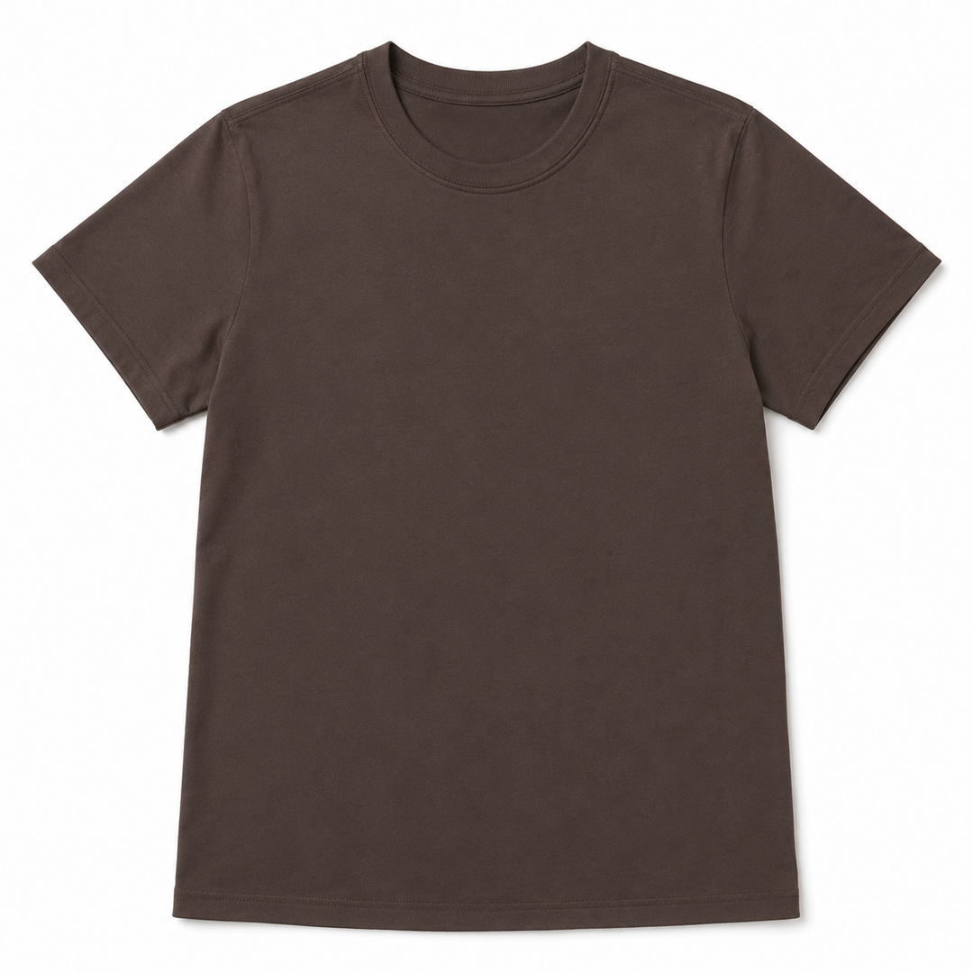 Plain brown t-shirt on a white background