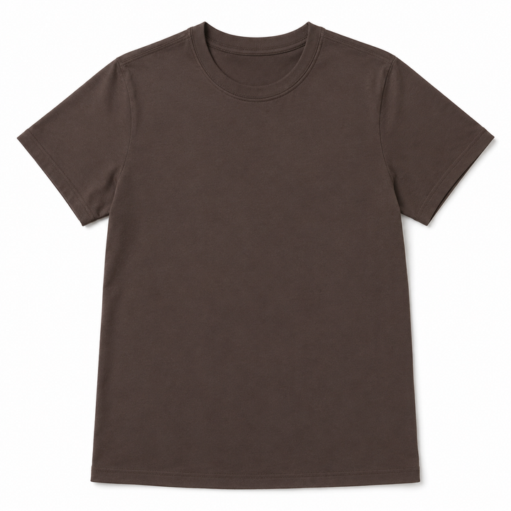 Plain brown t-shirt on a white background