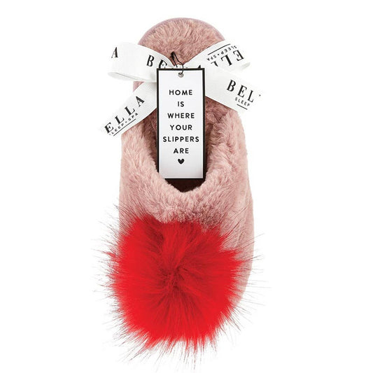 FINAL SALE: Pink slipper with red pom