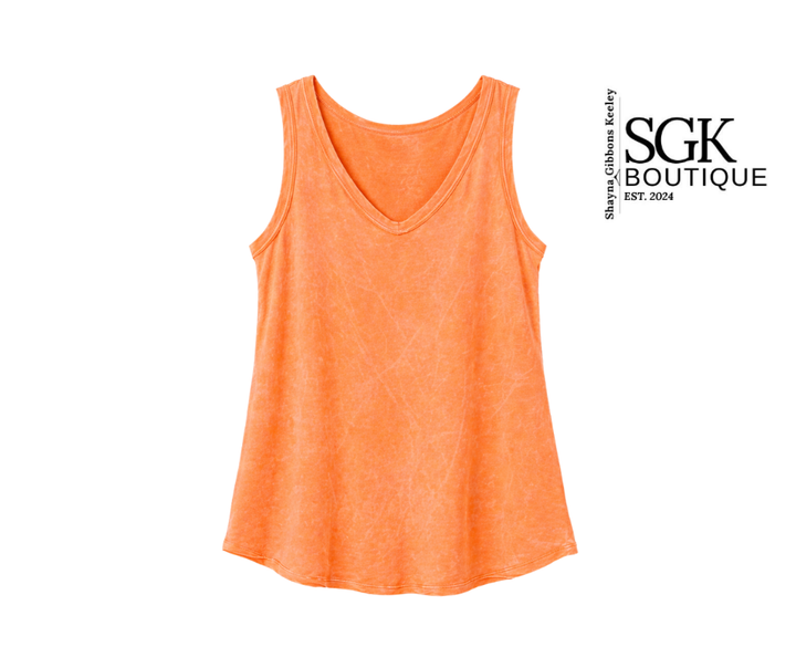 Orange tank top on a white background with SGK Boutique logo.