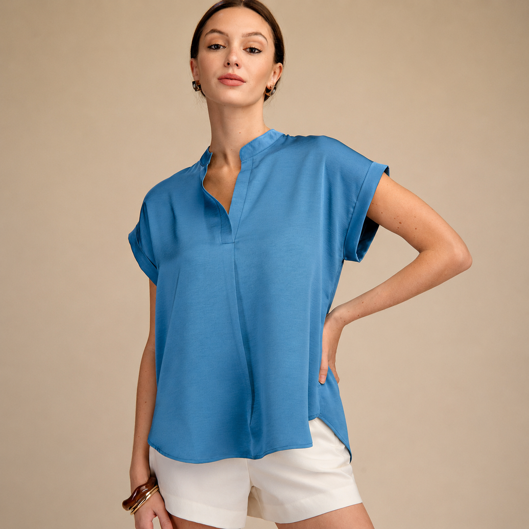 Deep Sky | Pleat Blouse