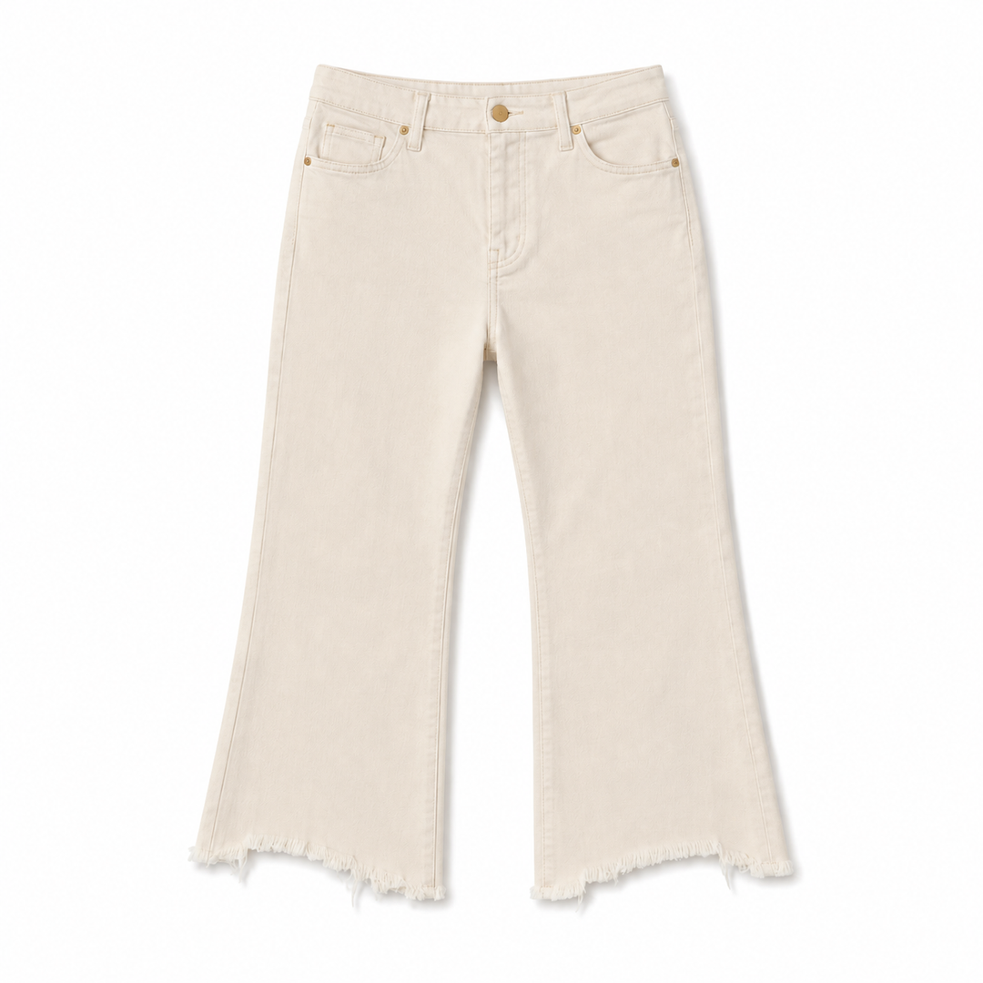Beige jeans on a white background