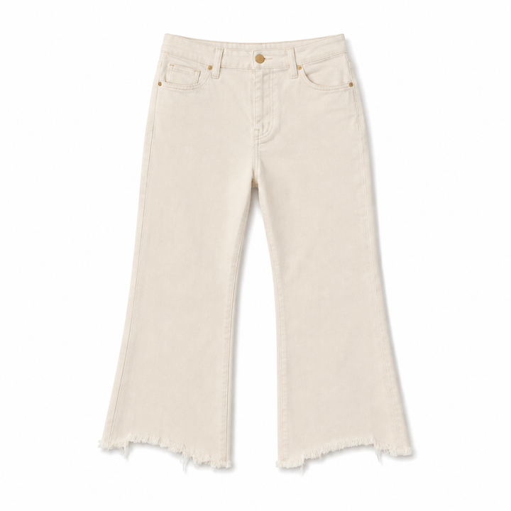 Beige jeans on a white background