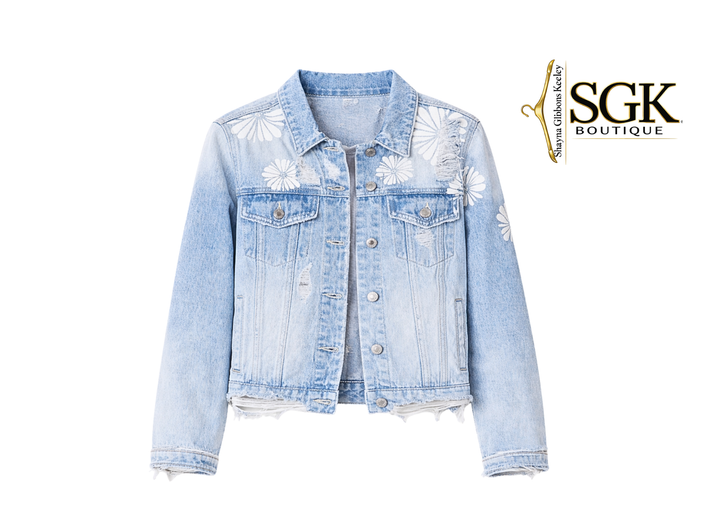 Distressed Flower|Denim Jacket