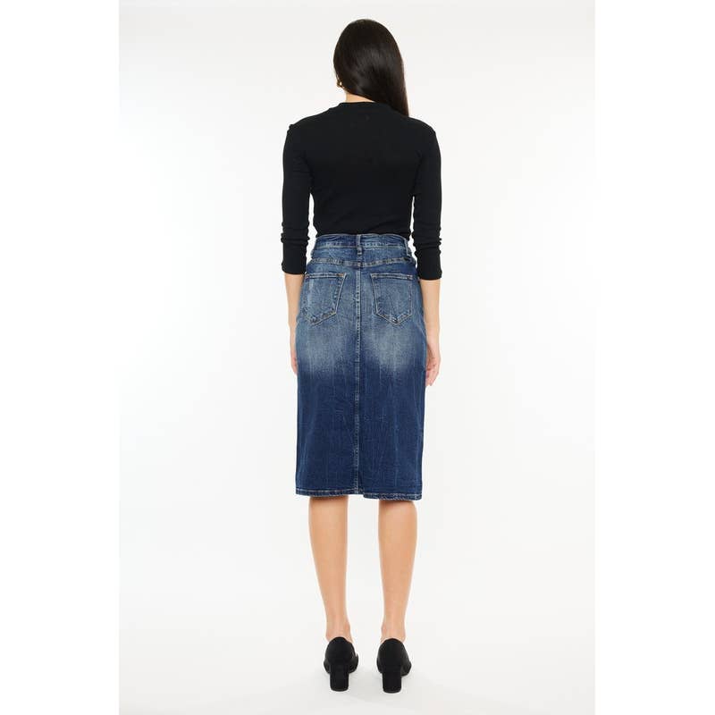 SPLIT DENIM SKIRT