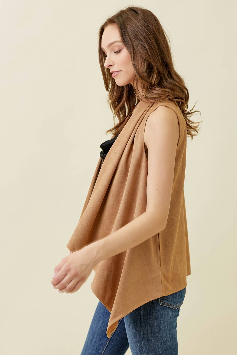 Suede Shawl Vest