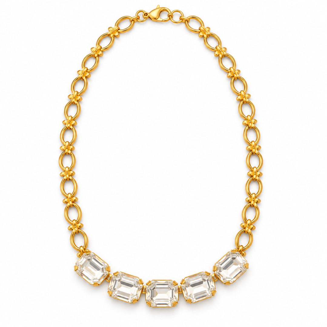 Clear Crystal | Gold Necklace