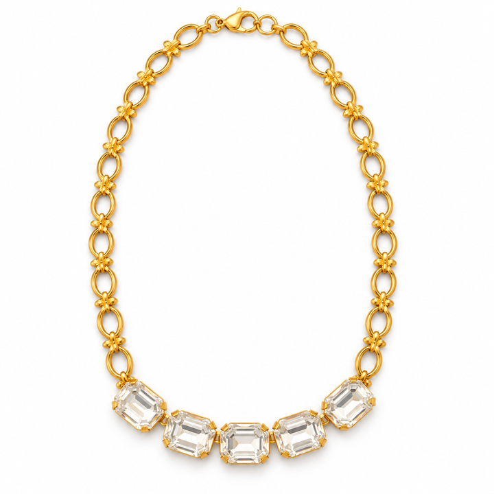 Clear Crystal | Gold Necklace
