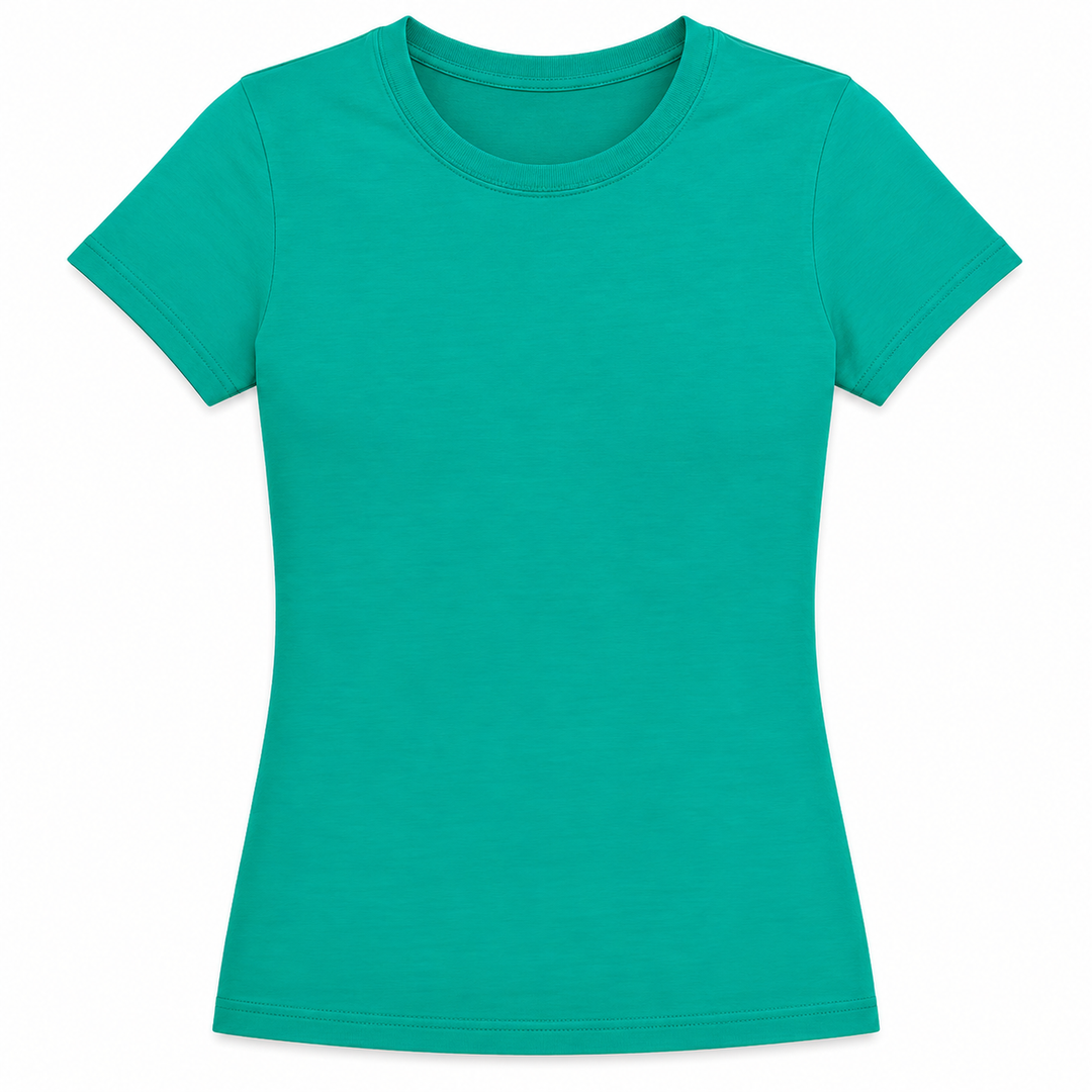 Teal t-shirt on a white background