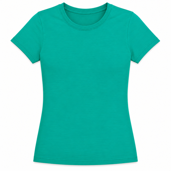 Teal t-shirt on a white background